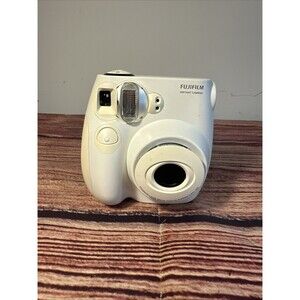 Fujifilm Instax Mini 7S Instant Camera White w/ Yellow Accents - WORKING